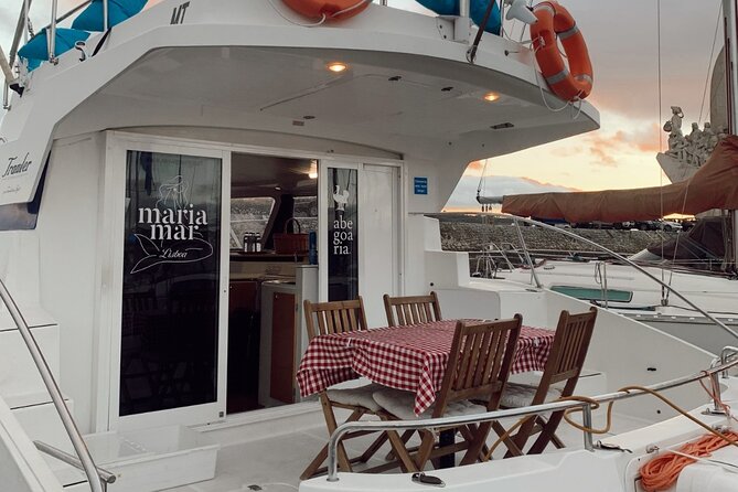 2H Lisbon Private Luxury Catamaran Tour with Welcome Drink - The Discoveries Monument from the river
