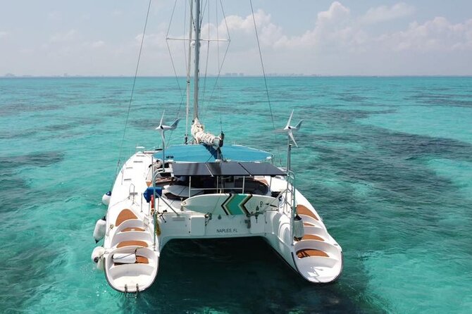 4hrs / 46ft Catamaran Private Charter From Cancun to Isla Mujeres - Sailing Toward Isla Mujeres