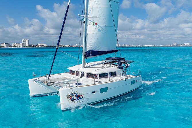 7hrs 42ft Luxury Catamaran Private Charter Cancun to Isla Mujeres - One hour to make your own plan on Isla Mujeres