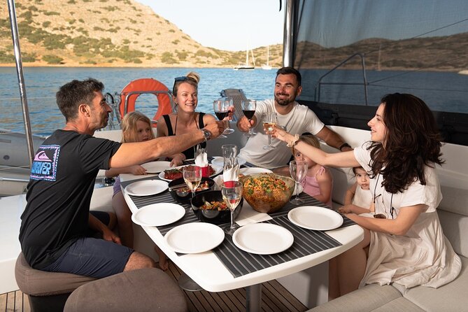 Ag. Nikolaos Catamaran to Spinalonga - Gourmet Meal & Water Toys - Leaving Agios Nikolaos Marina