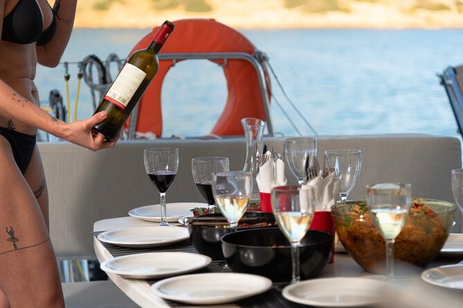 Ag.Nikolaos: Catamaran Trip with Sushi, Drinks, & Water Toys - Seeing Spinalonga from the water