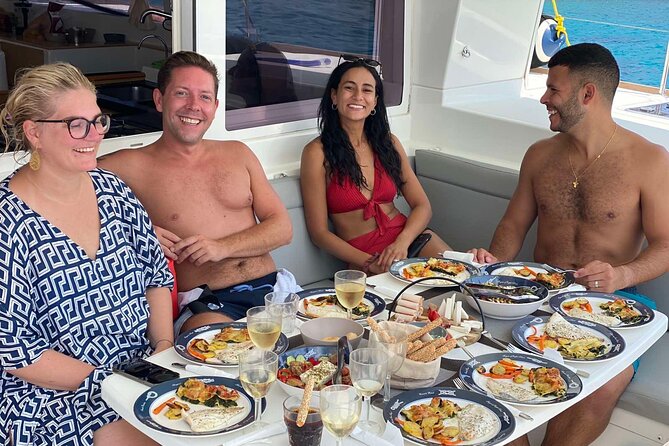 Ag.Nikolaos: Catamaran Trip with Sushi, Drinks, & Water Toys - Sunset sailing back to Agios Nikolaos