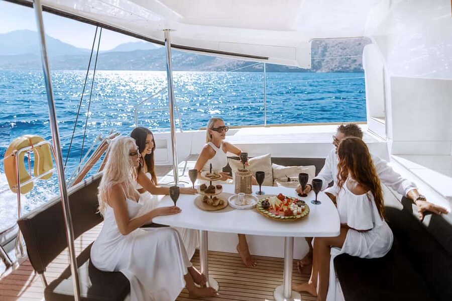 Agios Nikolaos All-inclusive Catamaran Cruise & Water Toys - Seeing Spinalonga from the sea