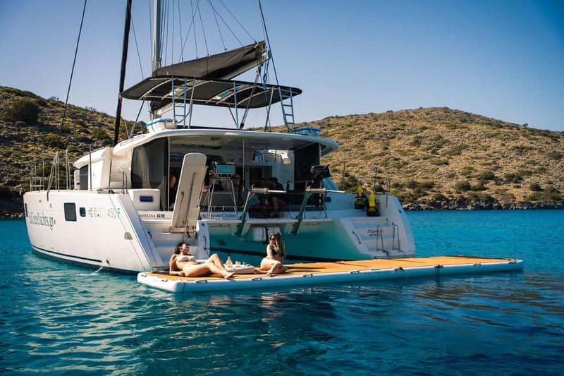 Agios Nikolaos: Sailing Trip Catamaran Lunch and Water Toys - Sailing out from Agios Nikolaos on a Lagoon 450F