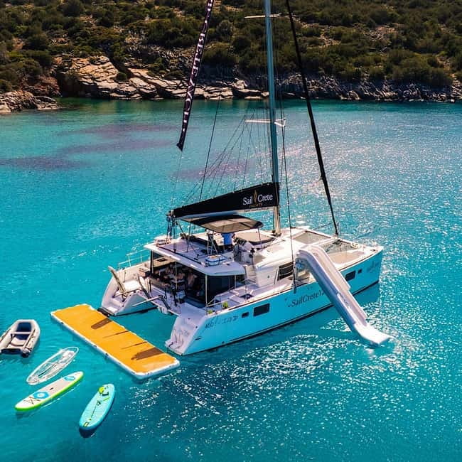 Agios Nikolaos: Sailing Trip Catamaran Lunch and Water Toys - Elounda brings an easy first hour at sea
