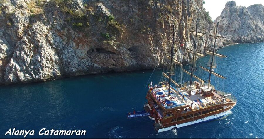 Alanya: Catamaran Boat Trip with Swim Stops and Sunbathing - Pirates Cave, Lovers Cave, and Phosphorus Cave