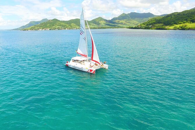 All inclusive CATAMARAN with BBQ : Ile aux cerf & GRSE waterfall - Music changes the feel of the cruise