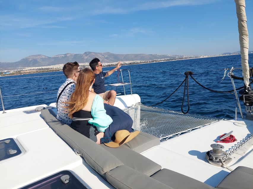 Athens: Catamaran Cruise with Fresh Lunch and Wine - Lunch in Voula, with Greek meze served onboard