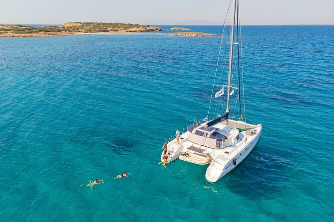 Athens Private Full day Catamaran cruise with meal & drinks - First swim at Agia Marina