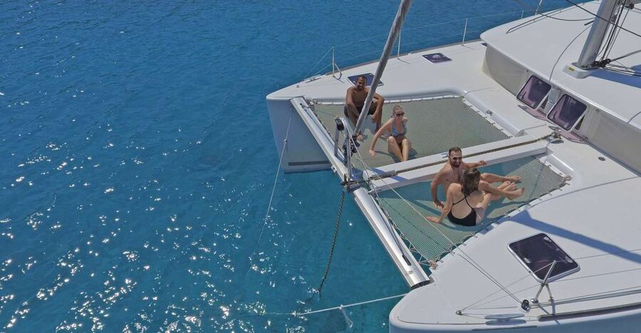 Athens: Riviera Catamaran Cruise with Meal and Drinks - A small catamaran with room to relax