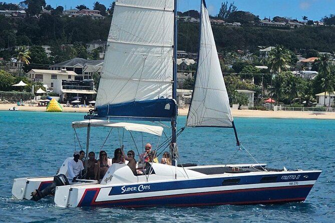 Barbados Catamaran Snorkel Cruise with Lunch and Open Bar - A proper Bajan lunch at anchor