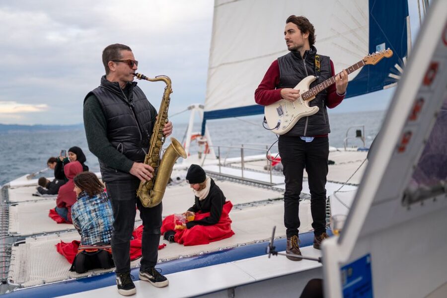 Barcelona: Catamaran Cruise with optional Live Jazz Music - The first view of Barcelona from the water