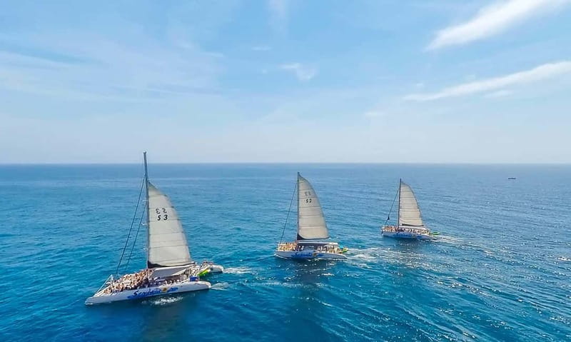 Barcelona: Catamaran Party Cruise with BBQ Meal - The First Hour: Sailing Out From Barcelona