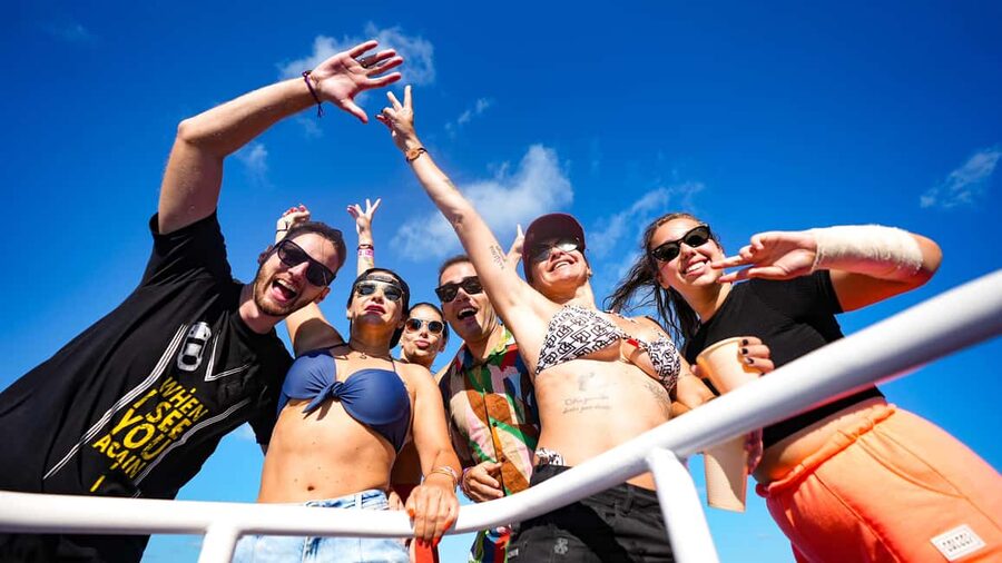 Cancun: Isla Mujeres Catamaran Ride, Open Bar & Buffet Lunch - Leaving Cancun by catamaran