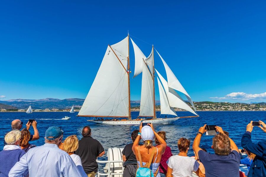 Cannes Royal Regatta Catamaran cruise - Following the antique boats across the Bay of Cannes