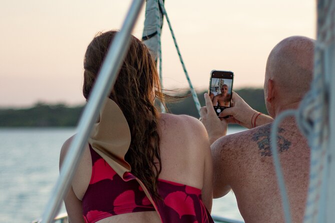 Catamaran Adventure: Sailing and Swimming in the Bacalar Lagoon - Fruit, natural drinks, and three beers