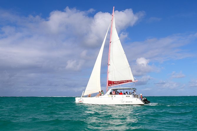 Catamaran cruise to Ile aux cerfs with bbq lunch - Leaving Trou d’Eau Douce for the east coast