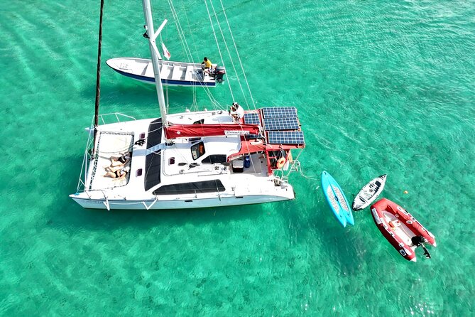 Catamaran Day Cruise Caribbean Beaches with Snorkelling and Lunch - Playa Drake, white sand, and the longest swim stop