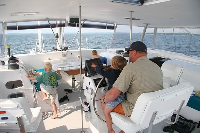 Catamaran Day Sail Shelling Excursion 42ft. Mainecat Cool Beans - Drinks, seating, and the onboard mood