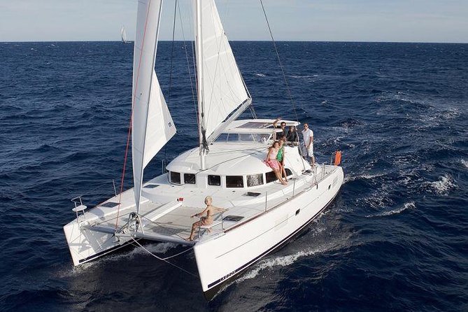 Catamaran Day & Sunset Cruises with meals Drinks and transportation - Leaving Tourlos for the open Aegean