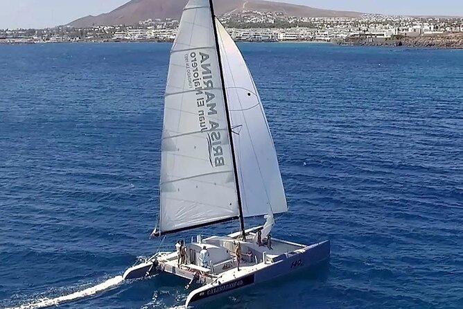 Catamaran F40 Lanzarote sailing - Setting sail from Playa Blanca at 11:00