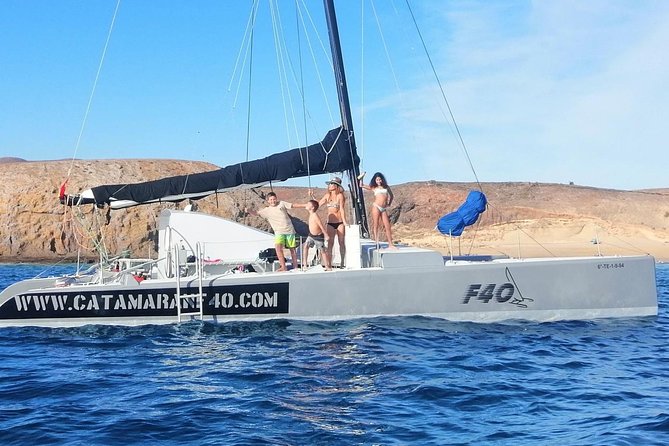 Catamaran F40 Lanzarote sailing - The helm with David Vera