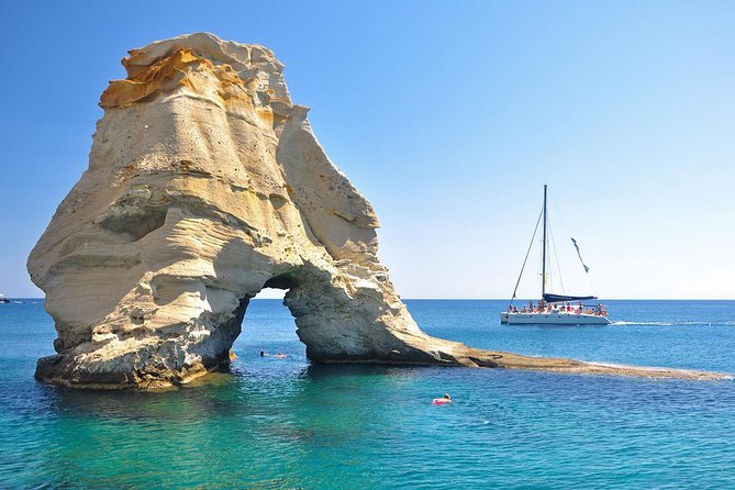 Catamaran Full Day Cruise: Poliegos - Kleftiko - Sikia Cave and the volcanic coast