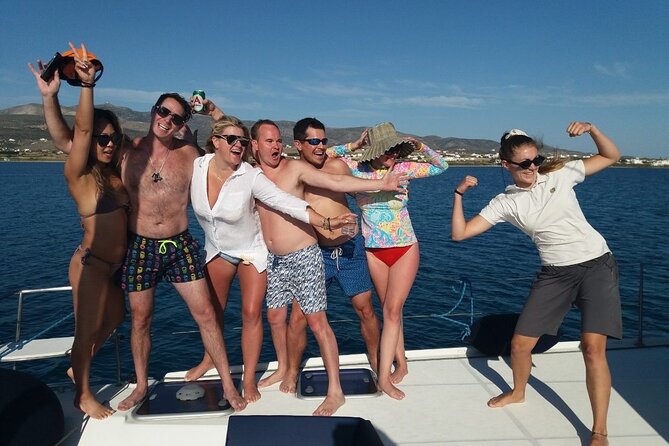 Catamaran Semi Cruise Paros Antiparos includes Food and Drinks - Leaving Paroikia and crossing toward Antiparos