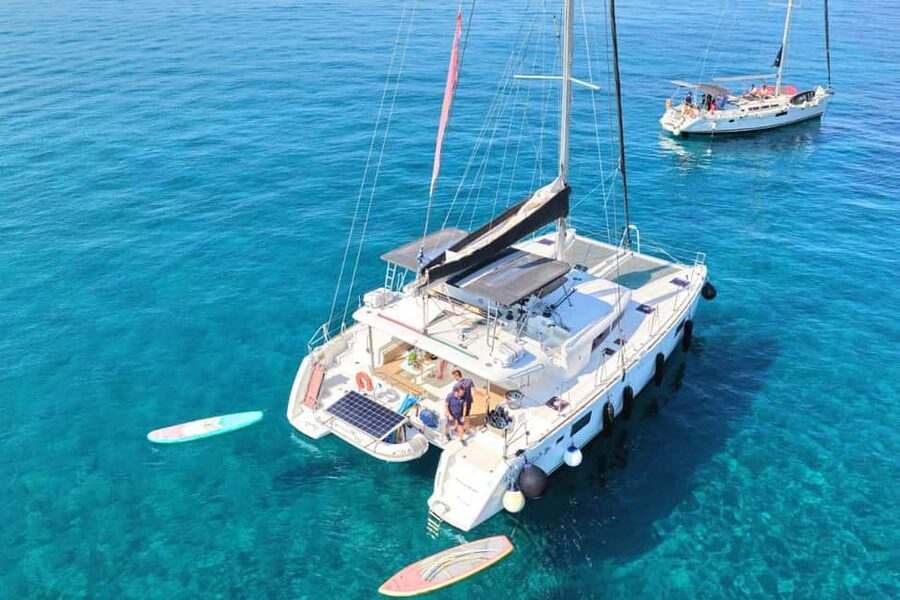 Chania Old Port: All-inclusive Catamaran Trip Agioi Theodori - Sun, shade, and the practical comfort of the catamaran