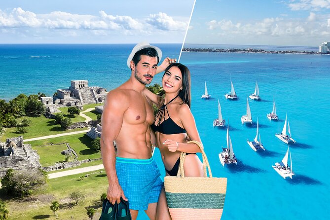 Combo Tulum- Coba & Cenotes + Isla Mujeres Catamaran - Day one begins with Tulum above the sea