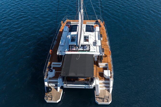 Comfort Max Catamaran Caldera Cruise with BBQ and Drinks - Red Beach, Mesa Pigadia, and the swimming stop