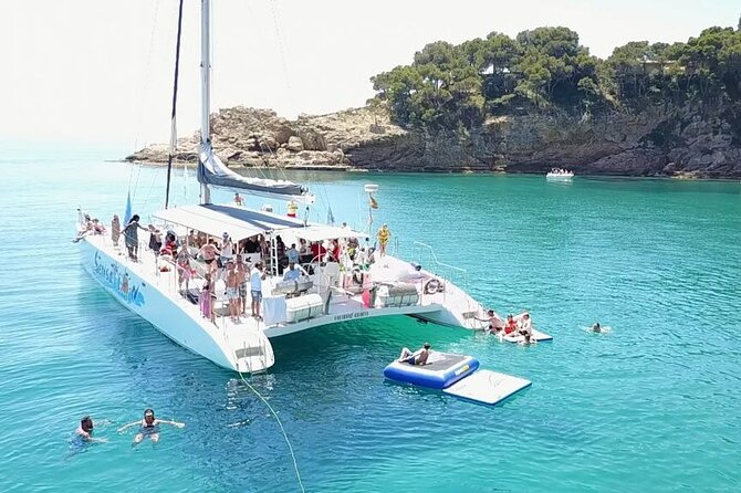 Departure in Catamaran young atmosphere at noon - Leaving Lloret de Mar for the coast
