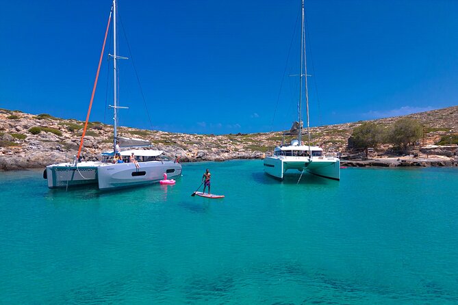 Dia Island Catamaran – Premium Lunch, Open Bar, Small Group - Fresh Mediterranean food served at sea