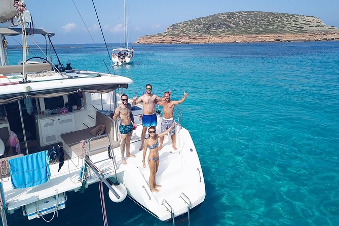 Discover Cala Bassa and Cala Comte on board a catamaran - Cala Codolar and the included snorkeling gear
