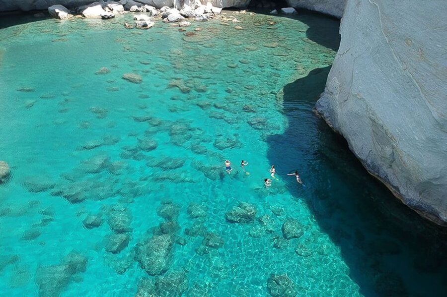 From Adamas: Milos and Poliegos Catamaran Cruise with Lunch - A full day on Milos by sea