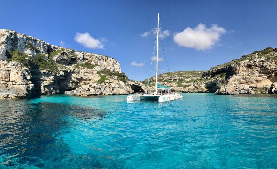 From Colònia de San Jordi : Catamaran Cruise to Es Trenc - Leaving Colònia de Sant Jordi for the open water