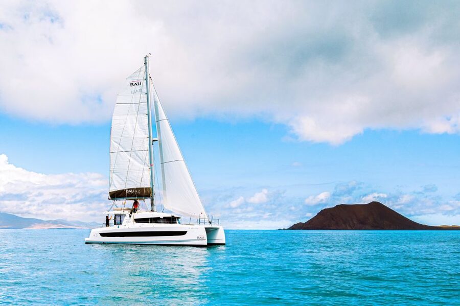 From Corralejo/Caleta de Fuste: Lobos Island Catamaran Trip - Boarding a clean, spacious catamaran