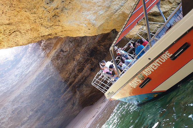 From Lagos: Benagil Caves Cruise on a Catamaran - Seeing Benagil Cave from a larger boat
