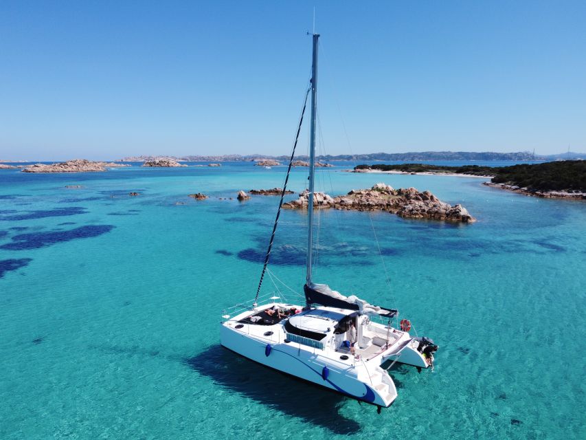 From Palau: Maddalena Archipelago Catamaran Tour with Lunch - The catamaran experience and group size
