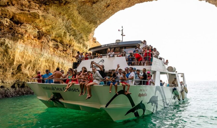 From Portimão: Catamaran Cruise to Benagil Caves with BBQ - The crew shapes the mood