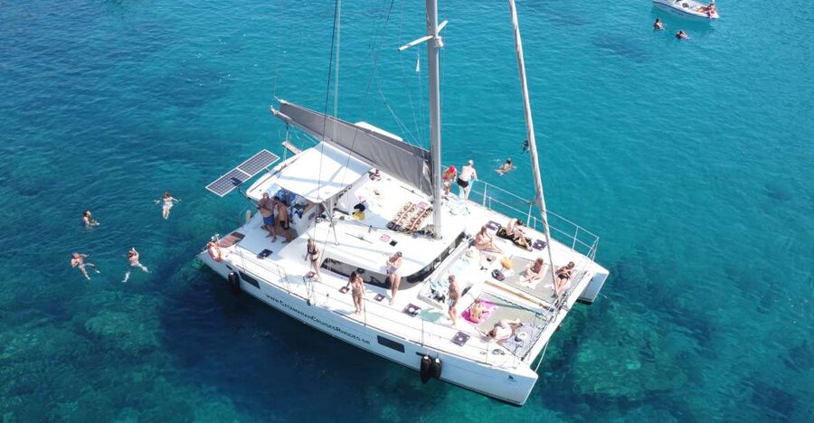 From Rhodes: Private Catamaran Cruise All Inclusive - Anthony Quinn Bay, the dramatic first stop
