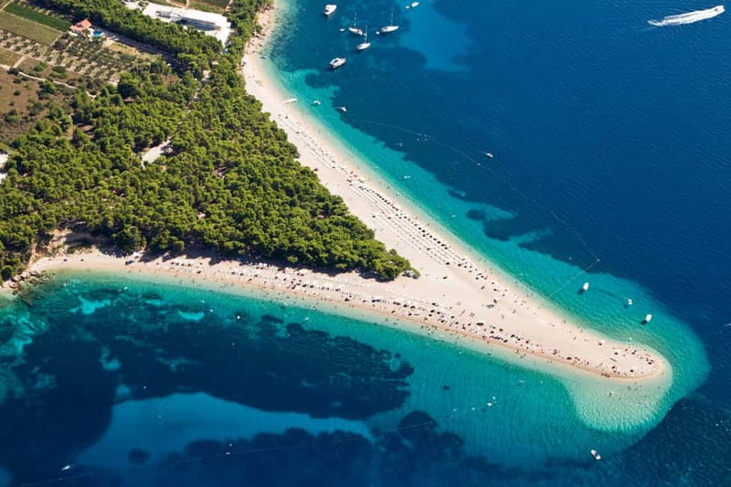 From Split: Catamaran Cruise to Golden Horn & Brač island. - Swimming at Lučice Bay and beyond
