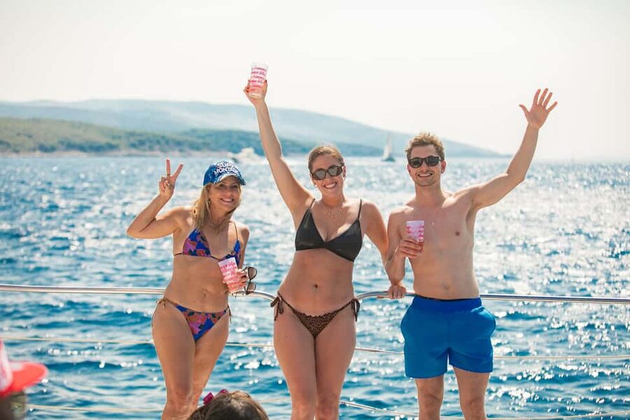 From Split: Catamaran Cruise to Golden Horn & Brač island. - The one-hour catamaran ride from Split