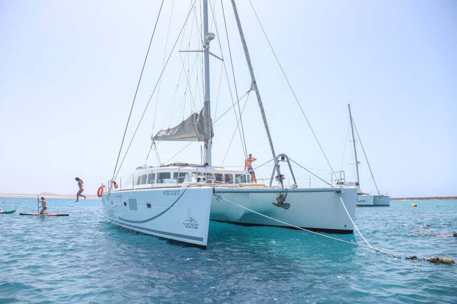 Fuerteventura: Private Luxury Catamaran to Lobo Island - Sailing from Corralejo toward Lobos Island