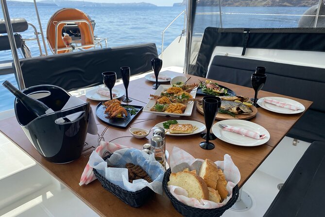 Half Day Premium Catamaran Cruise in Santorini including Oia - Thirassia and the main BBQ meal
