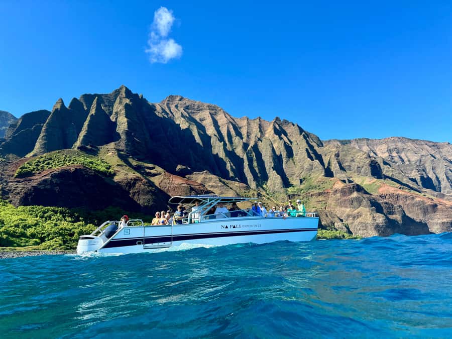 Kauai: Na Pali Coast Deluxe Power Catamaran Tour - The ride out to the Na Pali cliffs