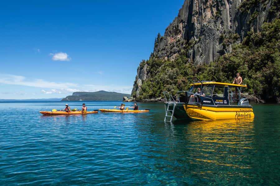 Kinloch: Lake Taupo Catamaran Cruise with Paddleboarding - Karangahape Cliffs and the volcanic rock formations