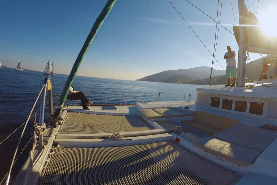 KOS: Catamaran Day Cruise – Swim, Snorkel, Food & Drinks! - Leaving Kos harbor for Pserimos