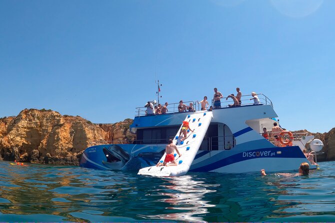 Lagos: Dolphins & Benagil Caves – Catamaran - Searching for dolphins in the wild
