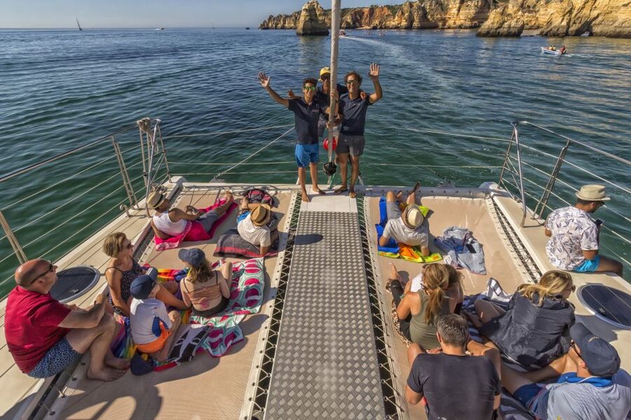 Lagos: Piedade Caves & Coastline - Catamaran - The swim stop near Praia da Luz